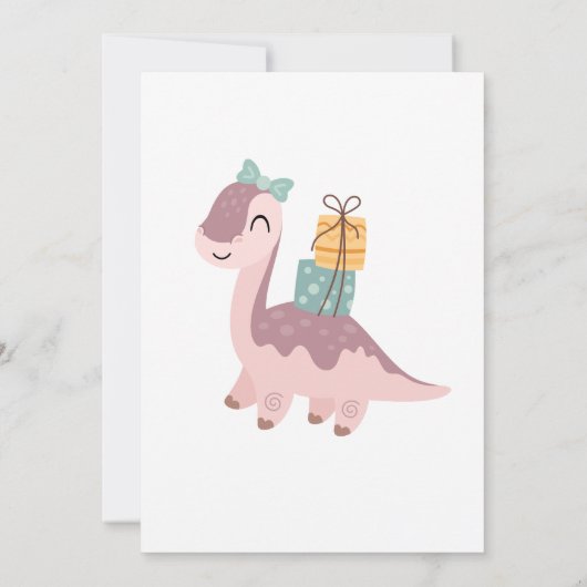 Dino Verjaardagsfeest Boho Kaart (Achterkant)