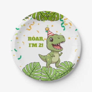 Dino-verjaardagsfeest papieren bord