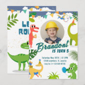 Dino verjaardagsfeest uitnodiging (Voorkant / Achterkant)