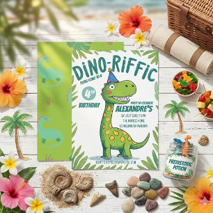 Dino-verjaardagsfeestje 4 jaar, Groene Dino-Terrif Kaart