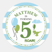 Dino Verjaardagsfeestje Gepersonaliseerde Sticker (Voorkant)