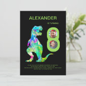 Dino-verjaardagsfeestje Kaart (Staand voorkant)