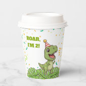 Dino-verjaardagsfeestje papieren beker (Voorkant)