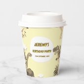 Dino verjaardagsfeestje papieren bekers (Achterkant)