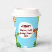 Dino verjaardagsfeestje papieren bekers (Achterkant)