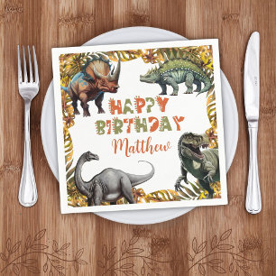 Dino-verjaardagsfeestpapier Servet