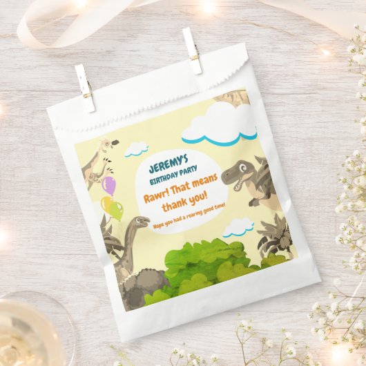 Dino-verjaardagsfeestzakjes Bedankzakje (Geknipt)