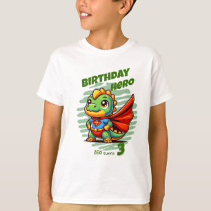 Dino Verjaardagsheld T-Shirt (Aanpasbare naam & le