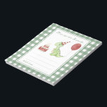 Dino verjaardagstijd capsule bericht notitieblok<br><div class="desc">Waterverf kinderen verjaardagsfeestje. Waterverf Dino in verjaardagskaartje,  pet met kaarsjes,  rode ballon. Groene kooi achtergrond.</div>