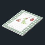 Dino verjaardagstijd capsule bericht notitieblok<br><div class="desc">Waterverf kinderen verjaardagsfeestje. Waterverf Dino in verjaardagskaartje,  pet met kaarsjes,  rode ballon. Groene kooi achtergrond.</div>