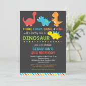 Dino verjaardagsuitnodiging, Dinosaur Uitnodiging (Staand voorkant)
