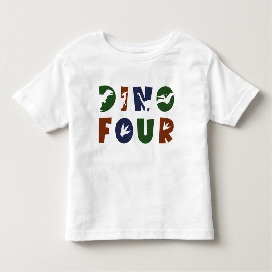 Dino Vier Dinosaurus 4e Verjaardagsfeest Kinder Shirts (Voorkant)