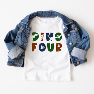 Dino Vier Dinosaurus 4e Verjaardagsfeest Kinder Shirts
