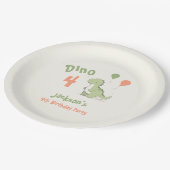Dino Vier Dinosaurus 4e Verjaardagsfeest Papieren Bordje (Gekanteld)