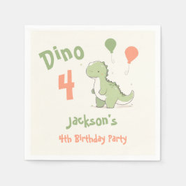Dino Vier Dinosaurus 4e Verjaardagsfeest Servet