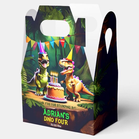 Dino vier dinosaurus verjaardagsfeest gunsten sjab bedankdoosjes (Geopend)