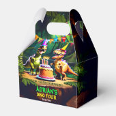 Dino vier dinosaurus verjaardagsfeest gunsten sjab bedankdoosjes (Voorkant Zijde)