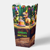 Dino vier dinosaurus verjaardagsfeest is voorstand bedankdoosjes (Voorkant)