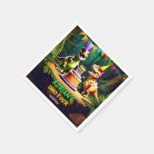 Dino vier dinosaurus verjaardagsservies sjabloon servet (Hoek)