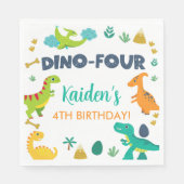 Dino Vier dinosaurussen jongen verjaardag papieren Servet (Voorkant)