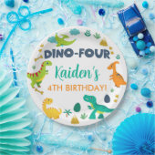Dino Vier dinosaurussen jongensverjaardagspapier b Papieren Bordje (Feest)