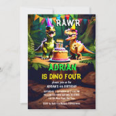 Dino vier kleurrijke dinosaurus sjabloon kaart (Voorkant)