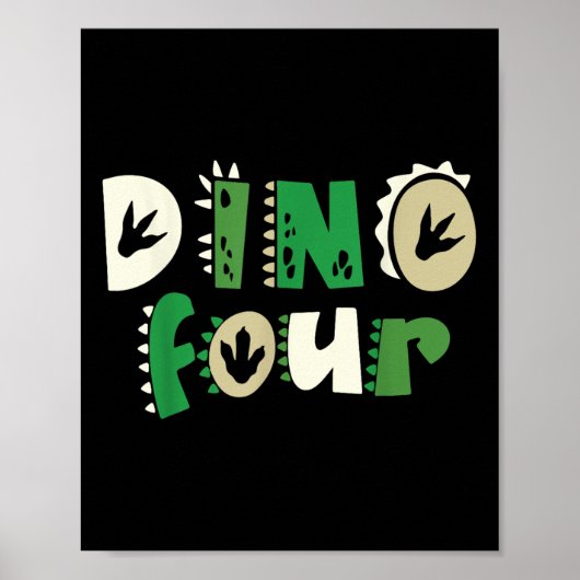 Dino Vier Verjaardag Dinosaurus 4e Verjaardag Matc Poster (Voorkant)