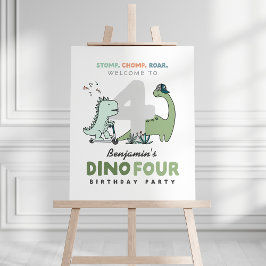 Dino vier verjaardag welkomstbord poster