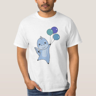 Dino vliegt met ballonnen en spoelt dieren dinosau t-shirt