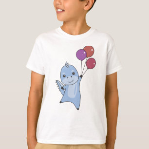 Dino vliegt met ballonnen en spoelt dieren dinosau t-shirt