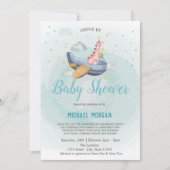 Dino-vliegtuig aangedreven door Baby shower Kaart (Voorkant)
