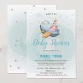 Dino-vliegtuig aangedreven door Baby shower Kaart (Voorkant / Achterkant)