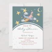 Dino-vliegtuig ruimtesterren rijden op Baby shower Kaart (Voorkant)