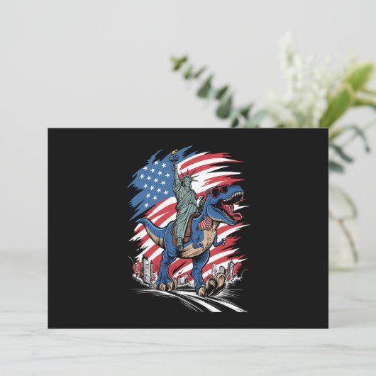 Dino Vrijheidsbeeld 4 juli Amerikaanse vlag Kaart (Staand voorkant)