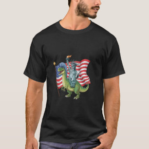 Dino Vrijheidsbeeld 4 juli Amerikaanse vlag T-shirt