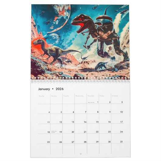 Dino vs. Droid – Galactic Battles in Retro Sci-Fi  Kalender (Jan 2026)