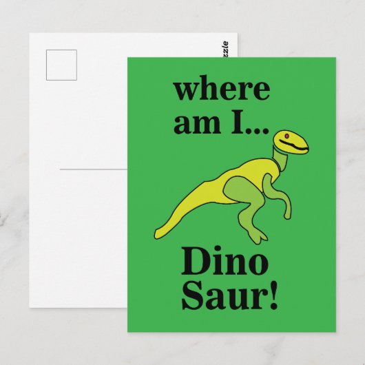 Dino Waar ben ik Grappig Briefkaart (Voorkant / Achterkant)