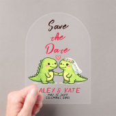 Dino Wedding Save the Date  Acryl Uitnodigingen (Insitu (Draagbaar))
