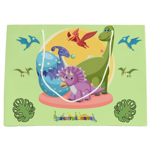 Dino Wereld Illustratie Groot Cadeauzakje (Voorkant)