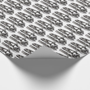 DINO - White Glossy Wrapping Paper, 30 x 6 inch Cadeaupapier