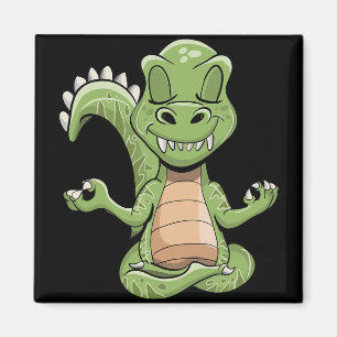 Dino Yoga Dinosaur Draak Mediterende T-rex Yogasau Magneet