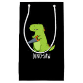 Dino-zaag Funny Dinosaur Tool Pun Dark BG Klein Cadeauzakje (Voorkant)