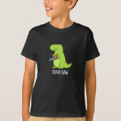 Dino-zaag Funny Dinosaur Tool Pun Dark BG T-shirt (Voorkant)