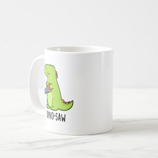 Dino-zaag Funny Dinosaur Tool Pun Koffiemok (Voorkant links)
