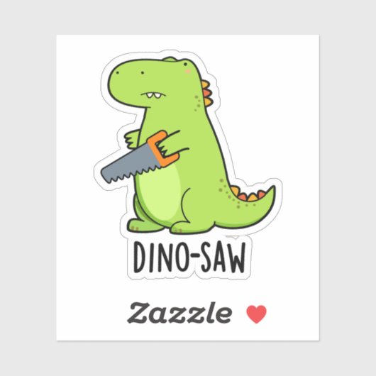 Dino-zaag Funny Dinosaur Tool Pun Sticker (Vel)