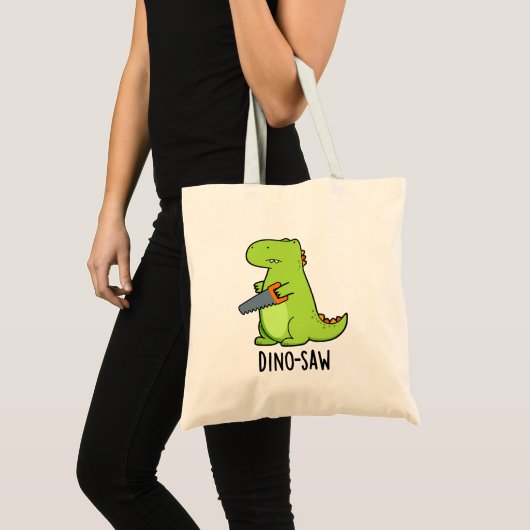 Dino-zaag Funny Dinosaur Tool Pun Tote Bag (Voorkant (product))