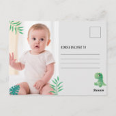 Dino-zakelijke verjaardagsuitnodiging foto briefkaart (Achterkant)