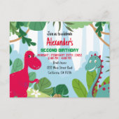 Dino-zakelijke verjaardagsuitnodiging foto briefkaart (Voorkant)