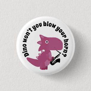 Dino zal u Uw Hoorn niet blazen? Ronde Button 3,2 Cm