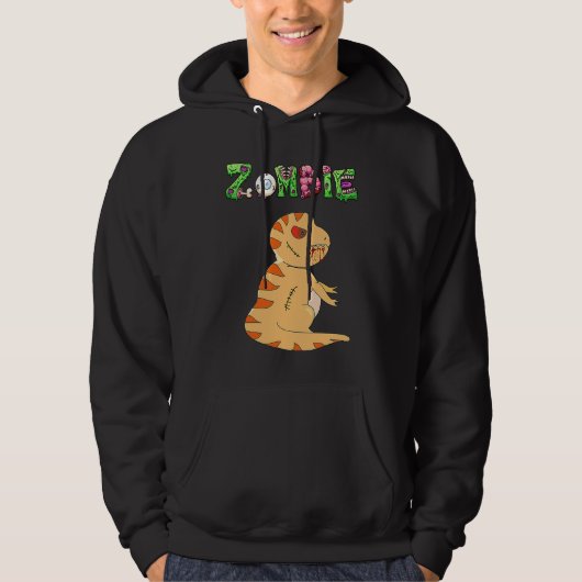 Dino Zombie Humor Halloween Hoodie (Voorkant)